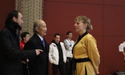 Astrid, subcampiona absoluta de Catalunya de Poomsae amb els seus mestres