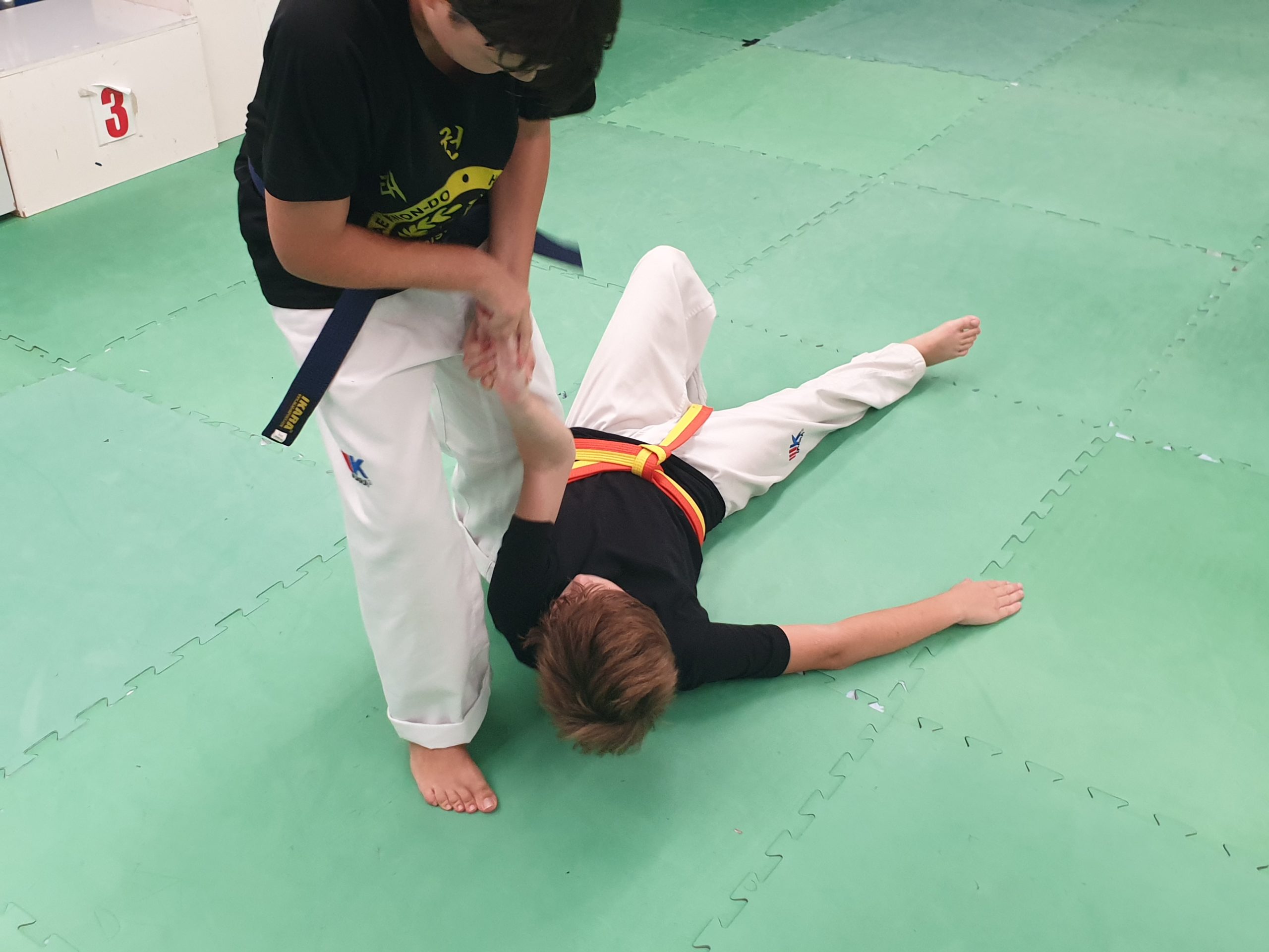 Adolescents del Choi's Lee practicant tècniques defensa personal